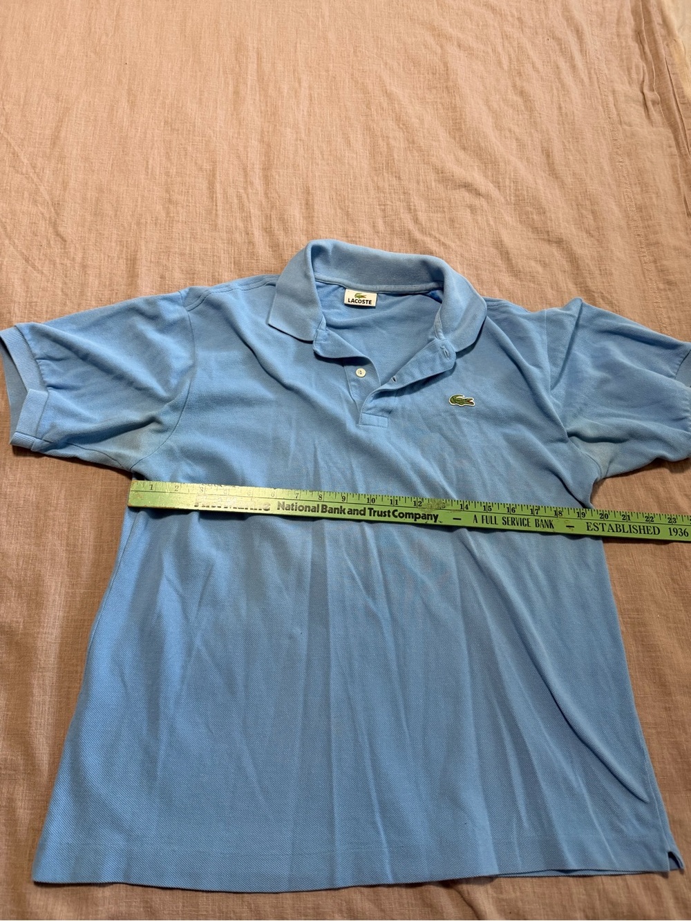 Lacoste Sky Blue Cotton Pique Polo Crocodile Logo Size Large Classic Preppy - Picture 6 of 6